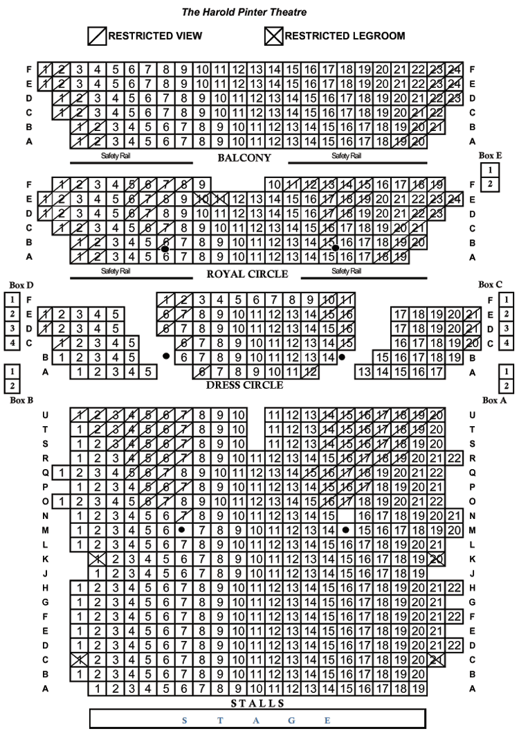 Harold Pinter Theatre Seating Plan