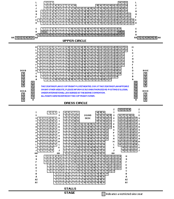 Aldwych Theatre Seating Plan